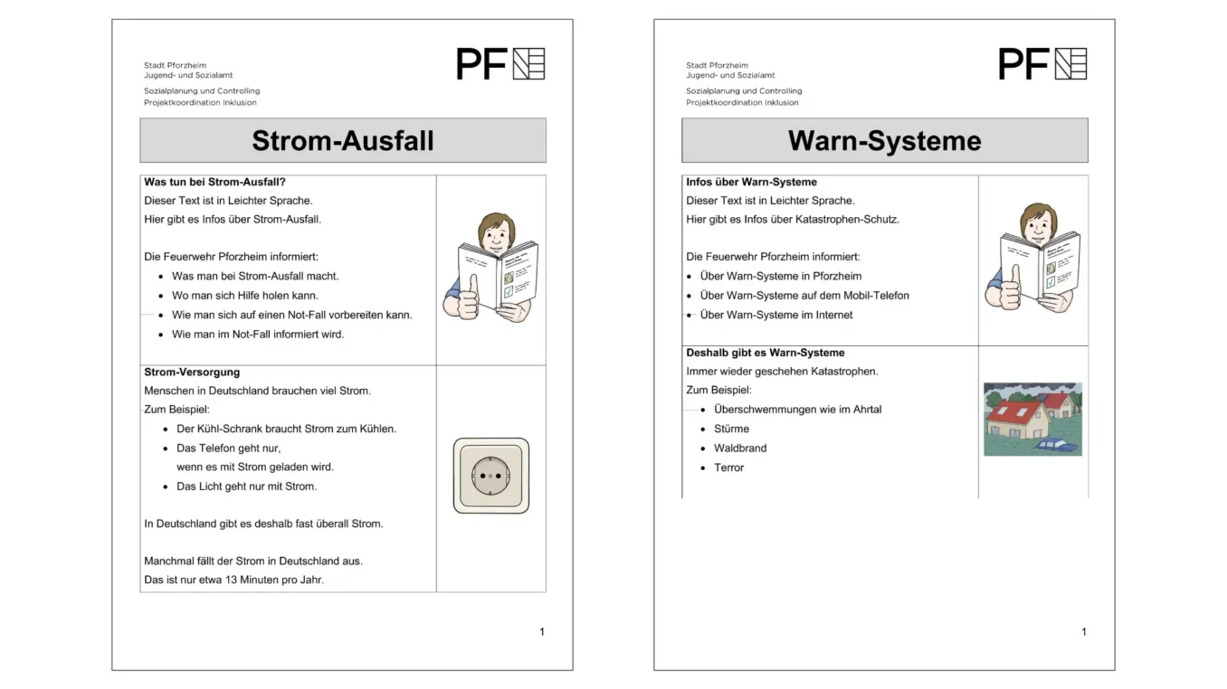 Katastrophenschutz-Flyer der Stadt Pforzheim in Leichter Sprache